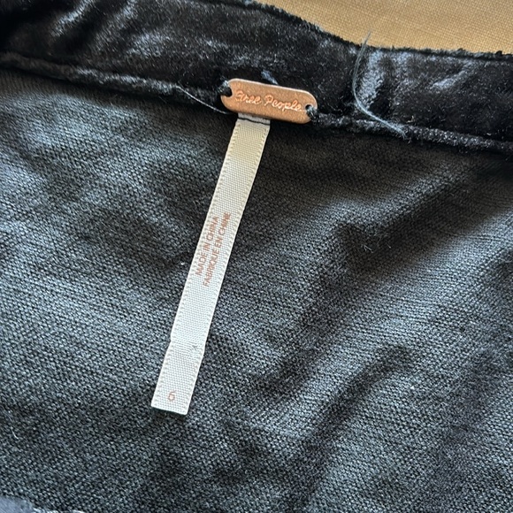 Free People Black Velvet A Line Mini Skirt with Zipper - Picture 3 of 4